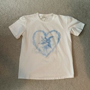 White and Blue Graphic Streetwear Angel T-Shirt